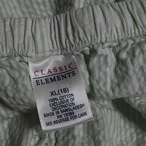 CLASSIC ELEMENTS Green Striped Embroidered Drawstring Waist Shorts Womens XL - Picture 3 of 5